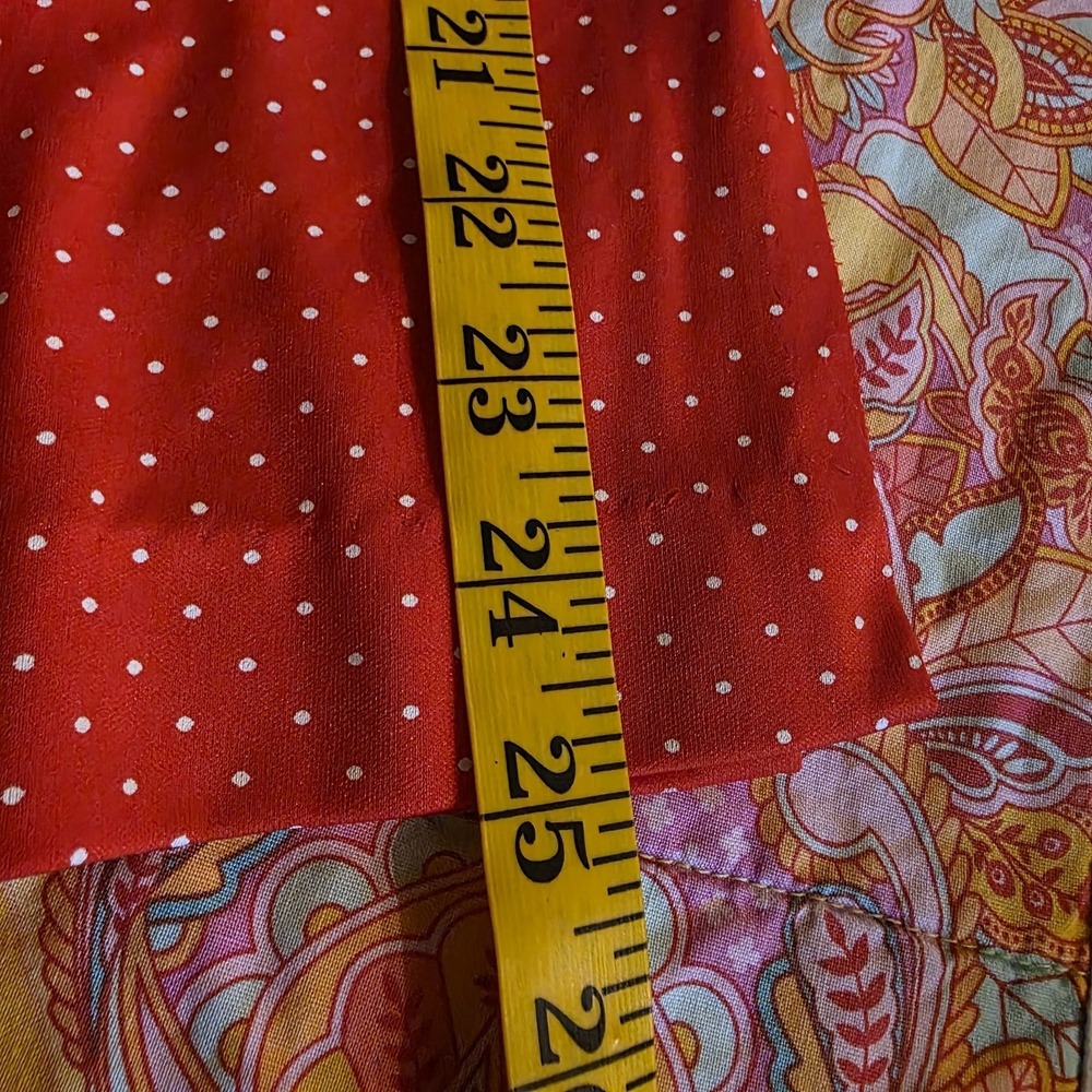 Vtg 70s Rhapsody Glazier Chicago Red Polka Dot Blouse Lace Trim Ruffle Cuff M - Picture 6 of 7